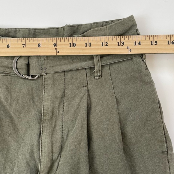 Abercrombie & Fitch Women's Green Linen Blend High Waist Paperbag Pants SMALL - Picture 8 of 10